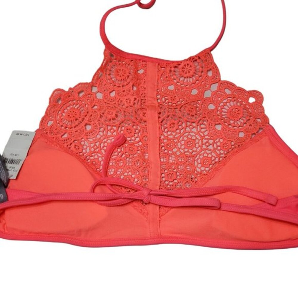 NWT Aerie‎ High Neck Halter Swimsuit Top Crochet Pink String Size XS - Picture 5 of 6